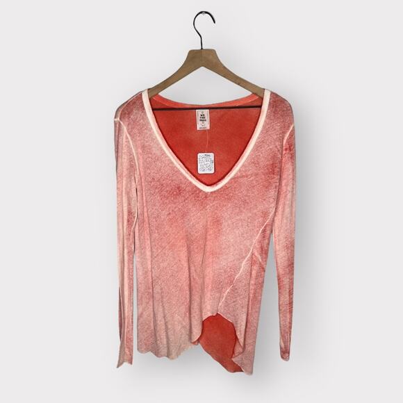 Free People We The Free Long Beach Asymmetrical Burnout Tee Size XS NEW - Picture 2 of 5